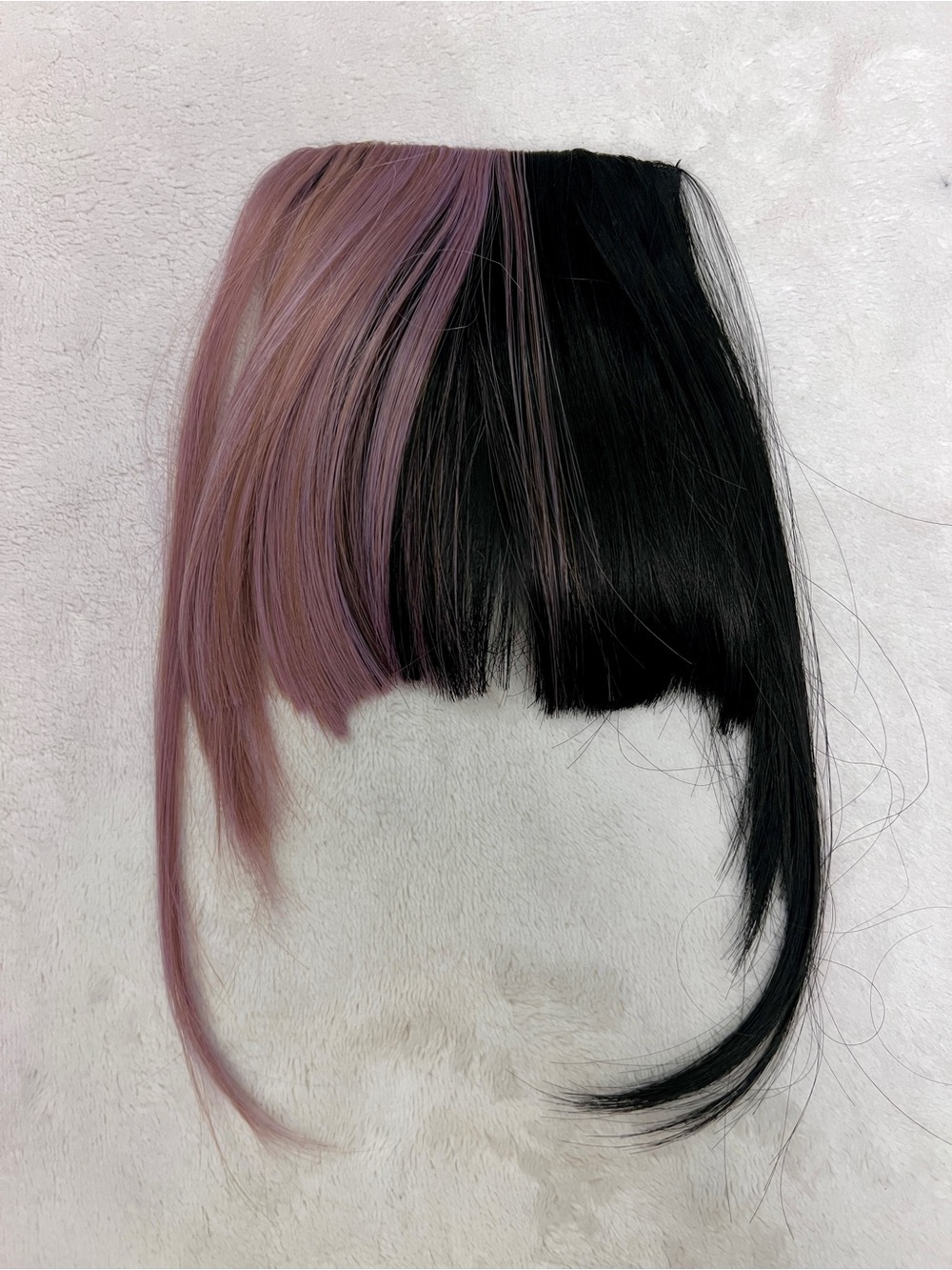 Two-Tone Black & Pink Clip-In Fringe Bangs